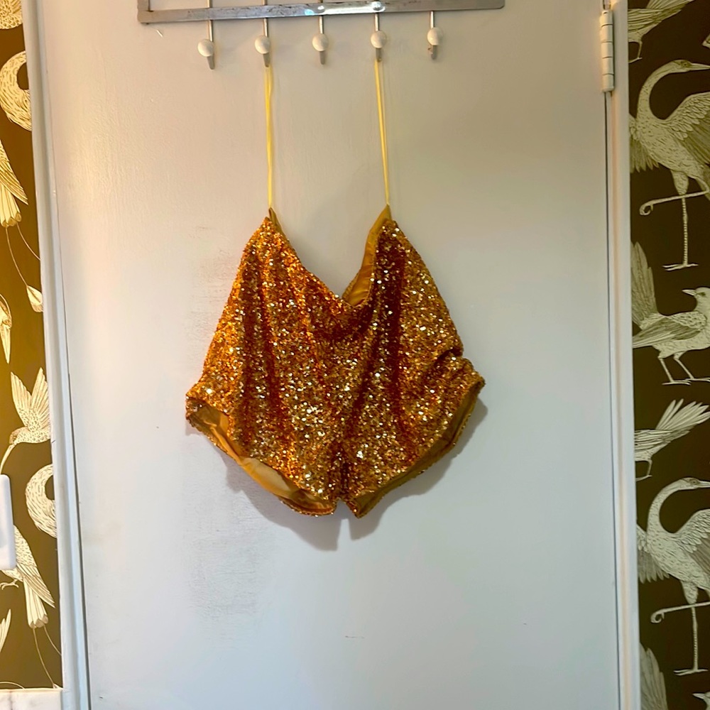 Gold sequin shorts